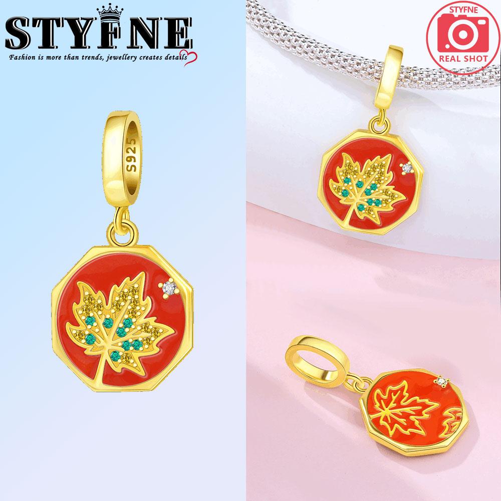 

Woman Metal Autumn Zircon Maple Chestnuts Charms Beads Pendant Ideal for Original Bangle Girl Accessory Elegant Fashion Beautiful Lovely Exquisite