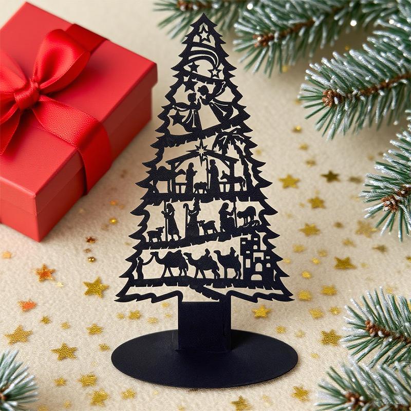 1Pc Iron Art Hollow Christmas Tree Ornament, Christmas Scene Decoration, Desktop Decoration, Christmas Tree Desktop Decoration Ornament, D