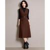 Women's Semi-High Neck Top & Sequin Vest Dress Two-Piece Set with Belt