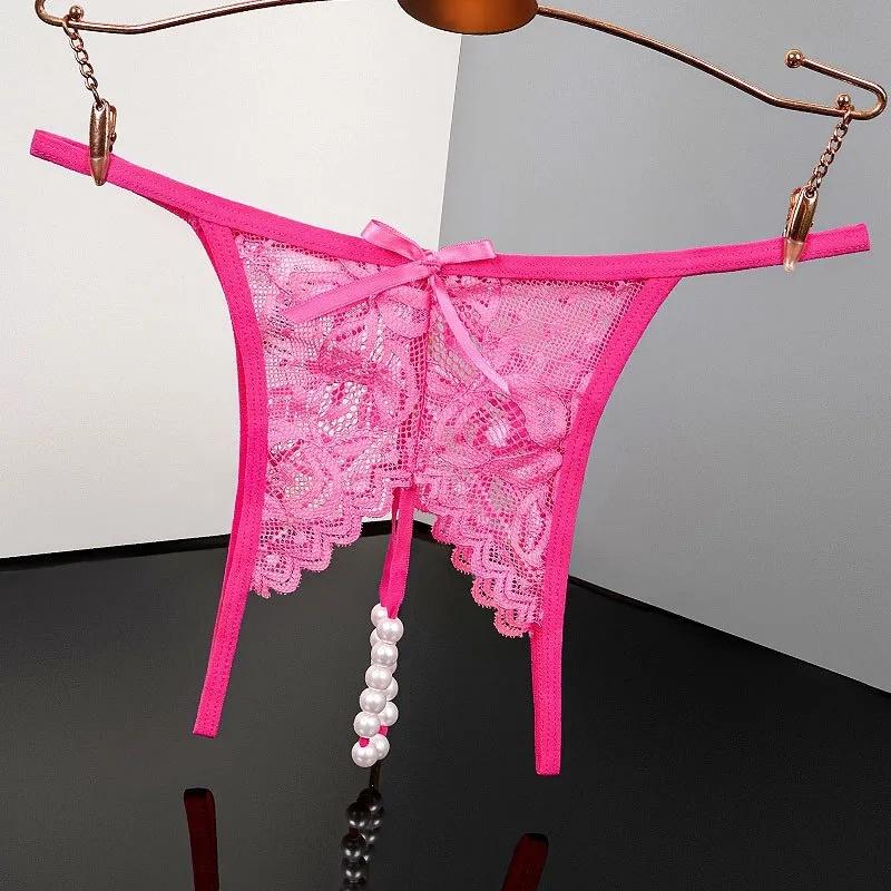Damen Intimwäsche Sexy Slips Niedrige Taille Erotische Tangas Spitze Transparent Sex Slips Damen Verführung Offener Schritt Flirty Unterwäsche