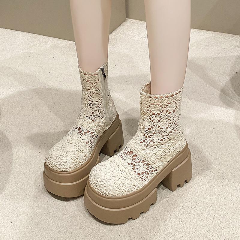 Fashion 10CM Platform Women's Ankle Boots Mid Heels Fashion Winter Shoes Designer Chelsea Boots New Goth Trend Walking Short Mujer Botas