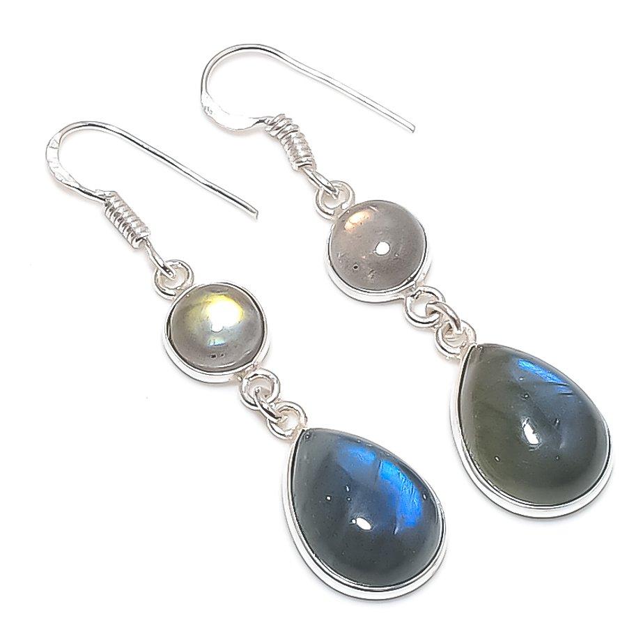 

Натуральный лабрадорит драгоценный камень 925 стерлинговое серебро ювелирное изделие серьга 2,01 t6P42