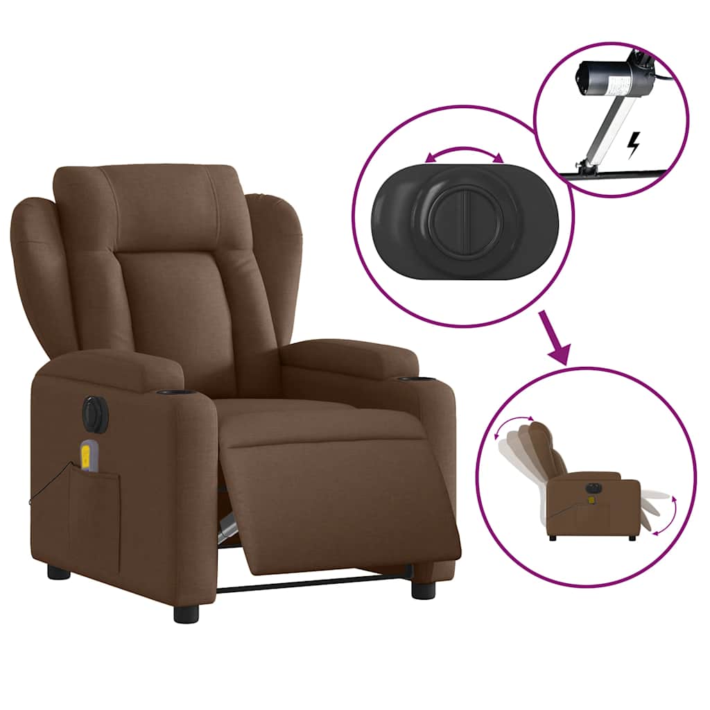 Electric Massage Chair Brown Fabric