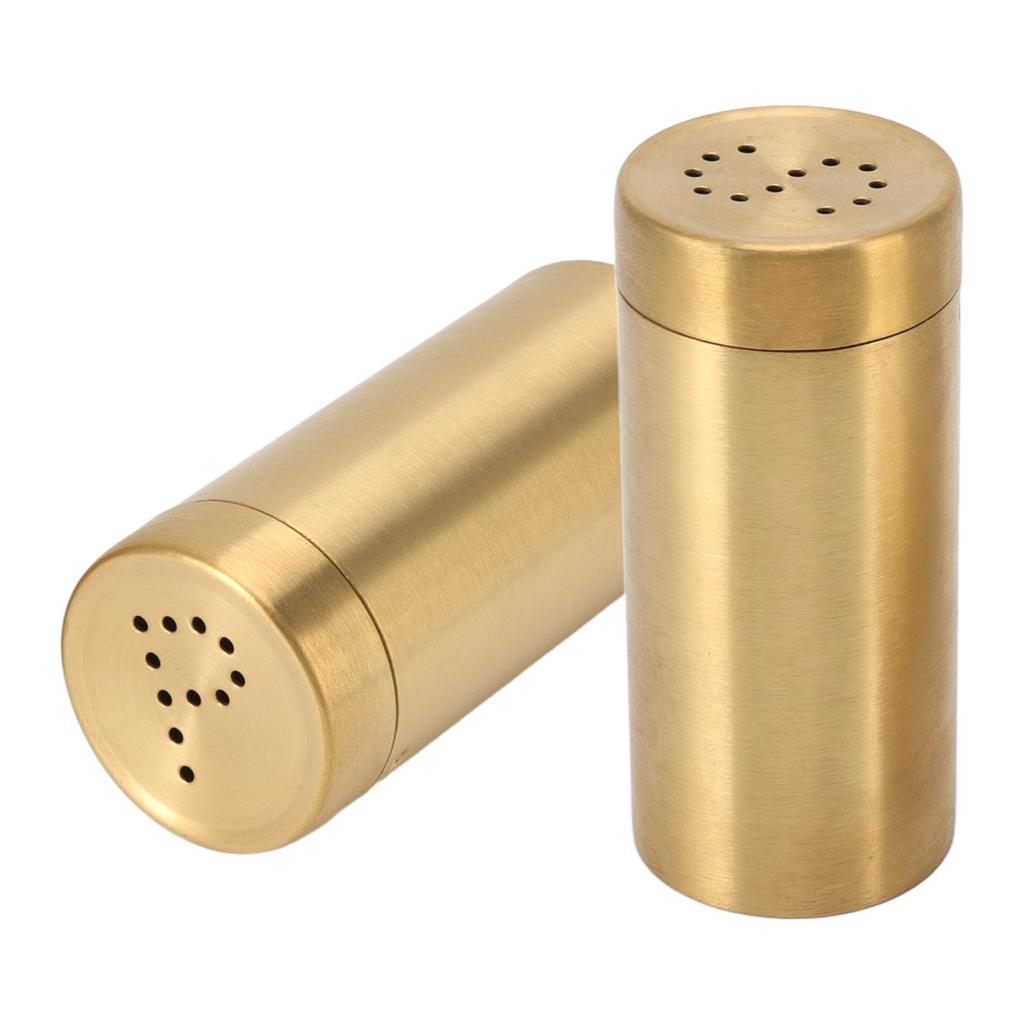 2Pcs Gold Spice Jar Stainless Steel Rustproof Screw Open Top Seasoning Shaker Bottle for Salt Sugar Pepper Paprika