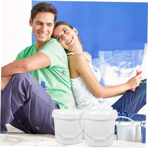 Housoutil Paint Bucket, Round Bucket with Lid, Convenient Handle, Lightweight for Art Pigment Storage