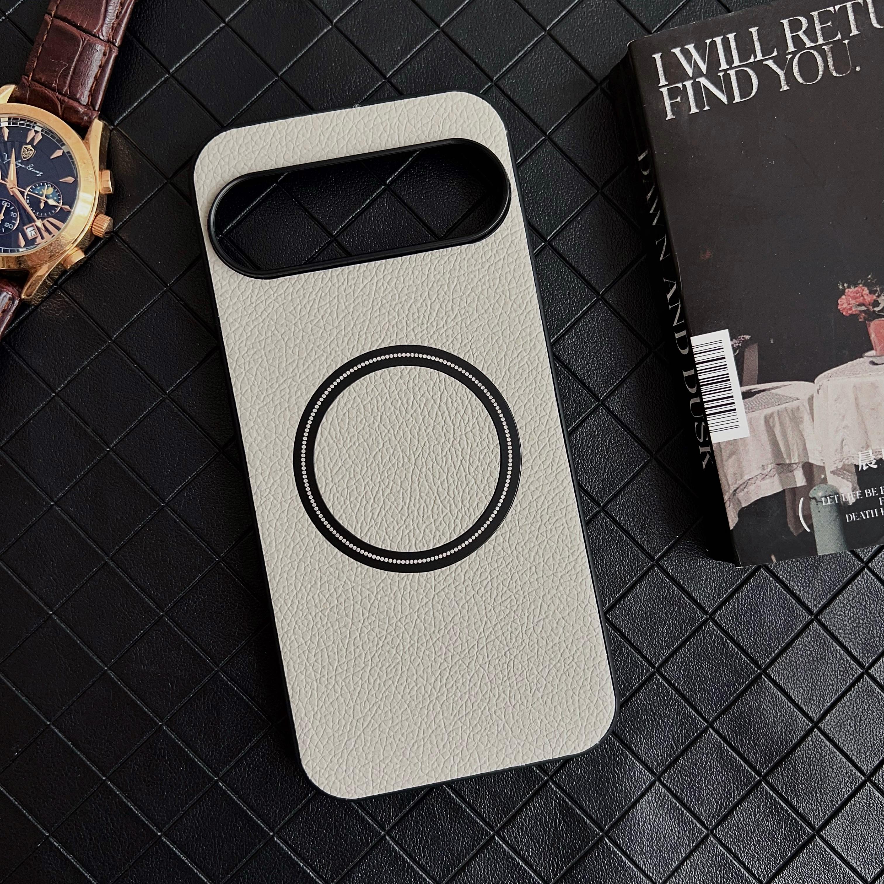 Кожаная текстура личи для магнитного чехла Magsafe для Google Pixel 9 8 7 6 8A 7A 6A 5A XL Pro с беспроводной зарядкой, противоударный чехол For Pixel 9 XL серый