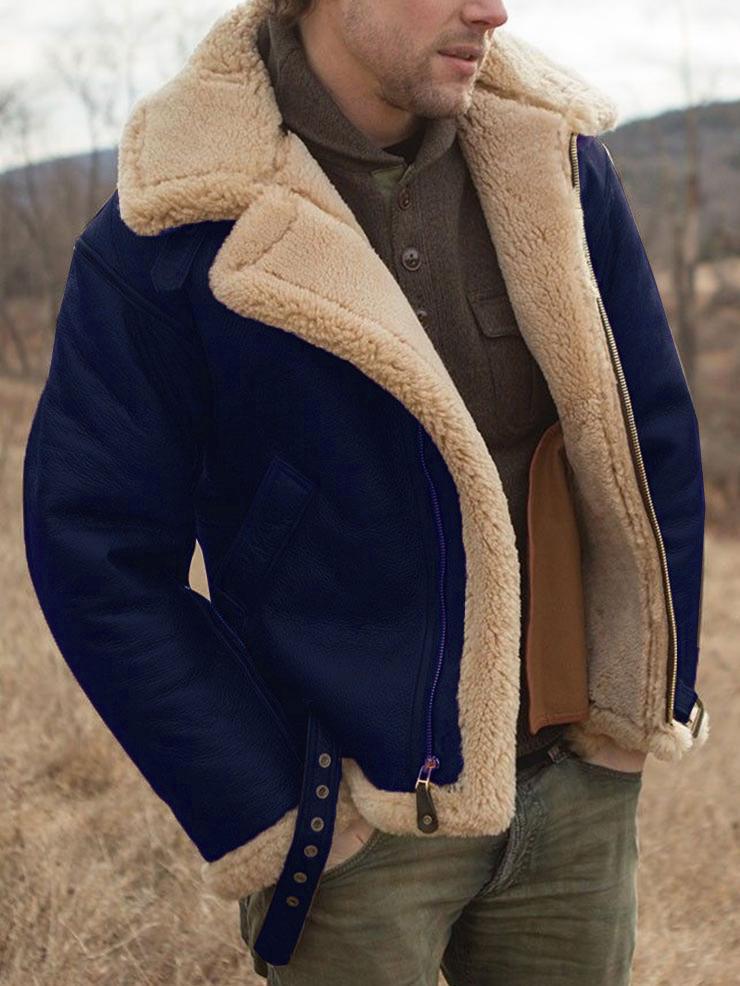 Neue verdickte integrierte Pelz-Herren-Thermojacke Langarm Kunstpelz
