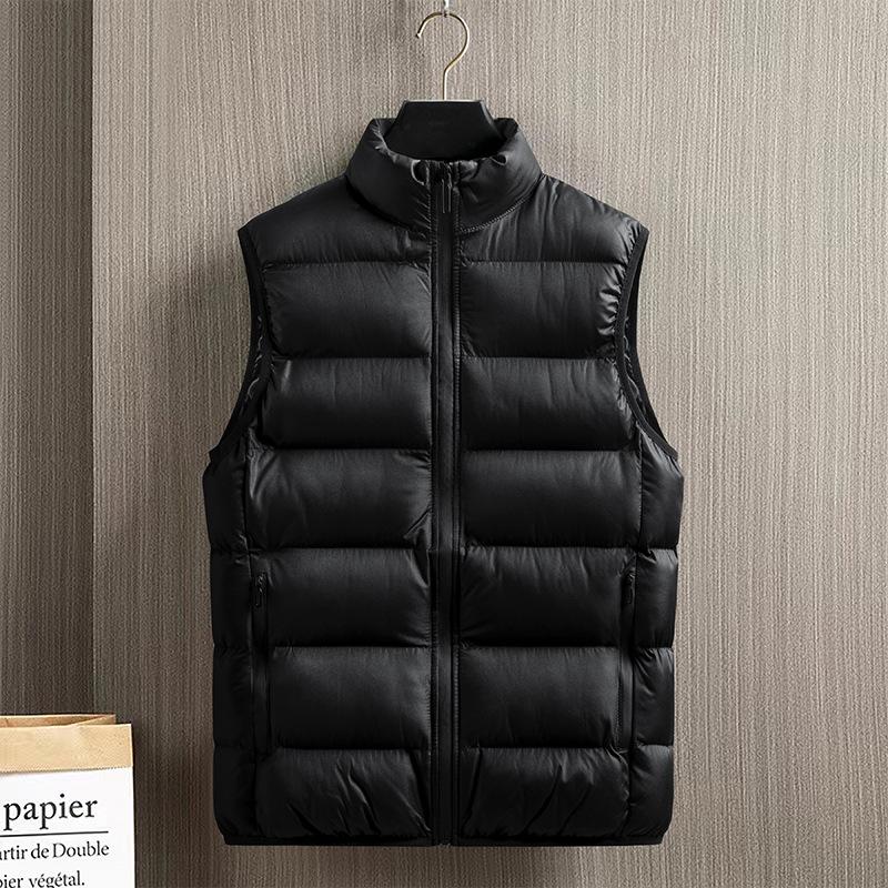 Men S Thick Winter Stand Collar Solid Color Casual Vest