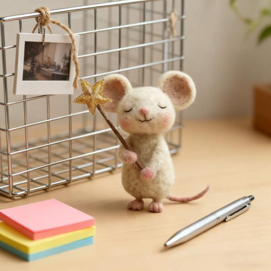 Felt Mouse with Star Handmade Cute Felt Mouse Figurine Mouse Holding Star Wand Ornament for Fall Home Decor Christmas Stocking Stuffer