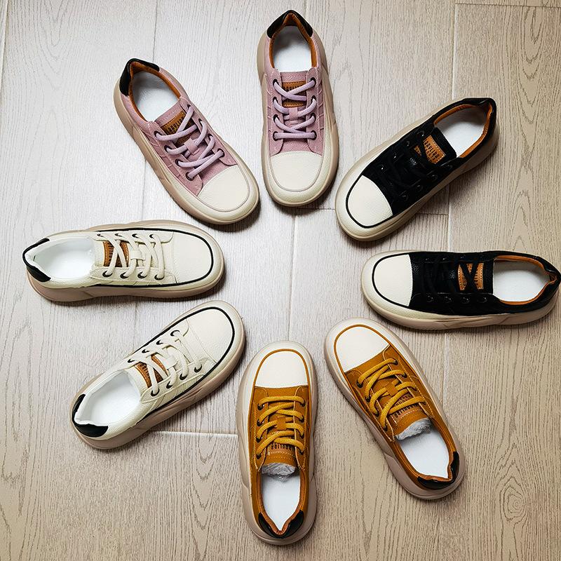 Inner height increase 4cm 2025 summer new leather surface retro soft sole thick sole fashion sports versatile hollow casual shoes