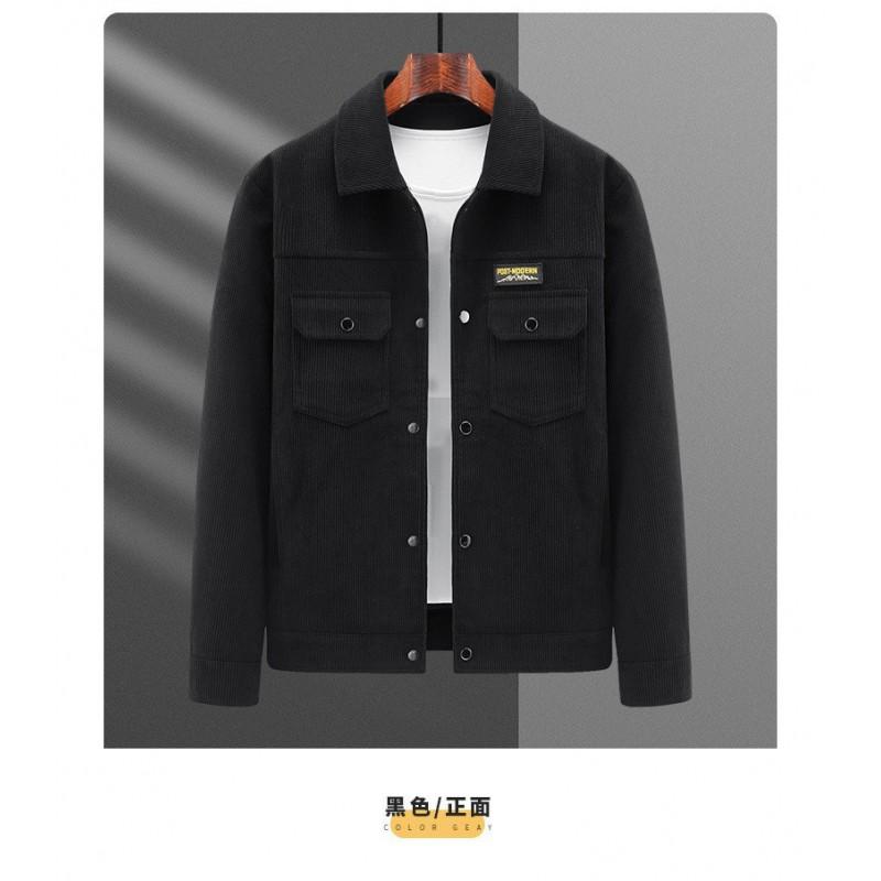 Mens Corduroy Jacket Casual Turn-Down Collar Outerwear Daily Wear