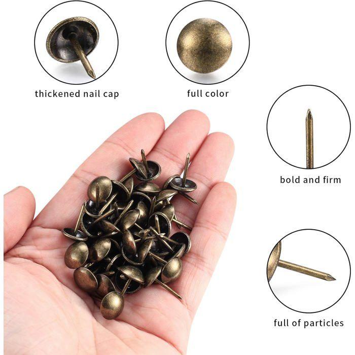 Clous de tapissier - AIMOONSA - 11x17 mm - Laiton bronze antique - Sans tête - 200 pièces