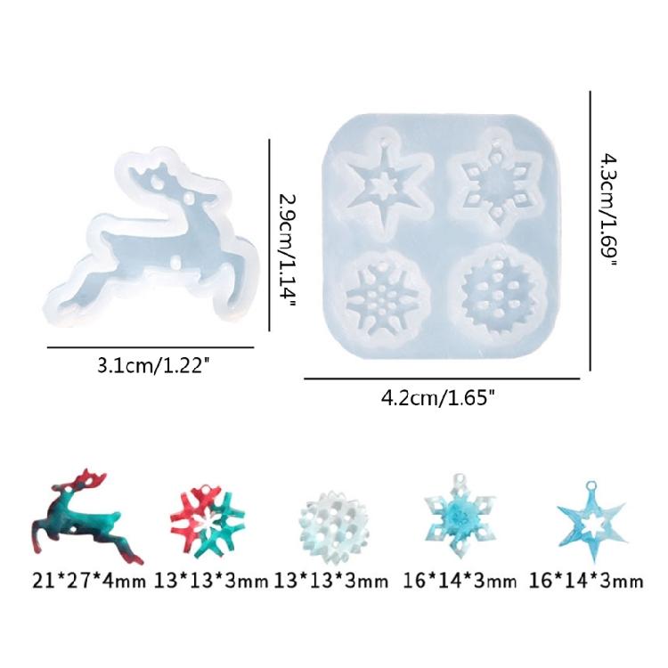 Silicone Moulds Jewellery Casting Supplies Snowflake Deer Earring Pendant Molds