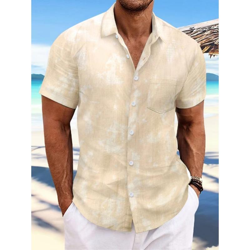 Summer New Tie-dye Lapel Short-sleeved Men's Beach Casual Sports All-match Shirt