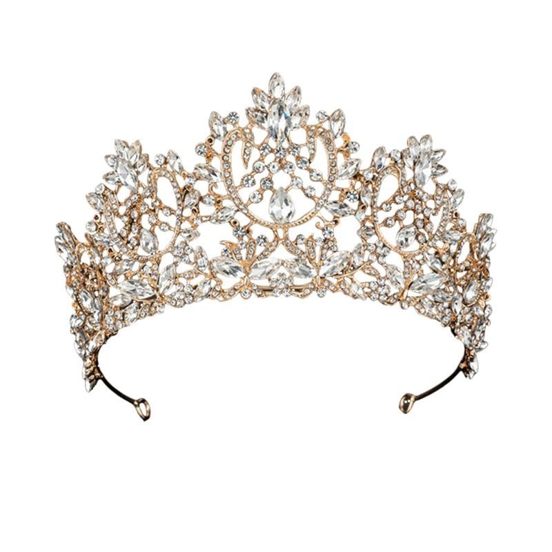 A52E Rhinestones Crown Headband for Formal Occasion Baroque Hairhoop Wedding Ceremony Headband Luxurious Tiaras Hair Jewelry