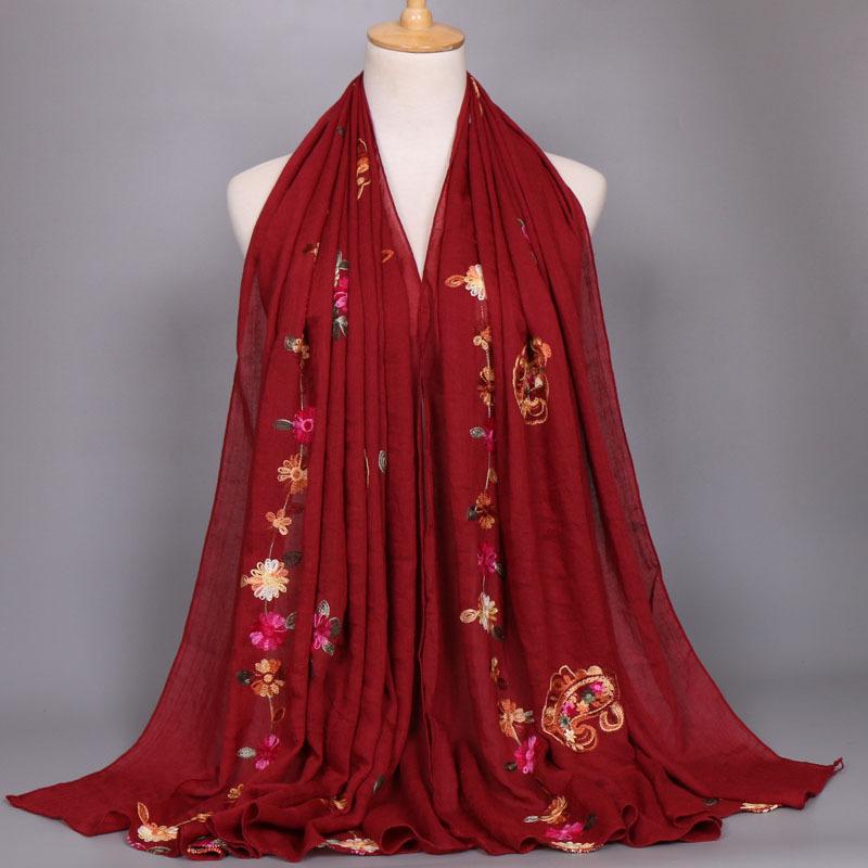 Women Fashion Plain Beige Stitch Cashew Floral Viscose Shawl Long Soft Wrap Neck Snood Pashmina Headband Muslim Hijab Sjaal