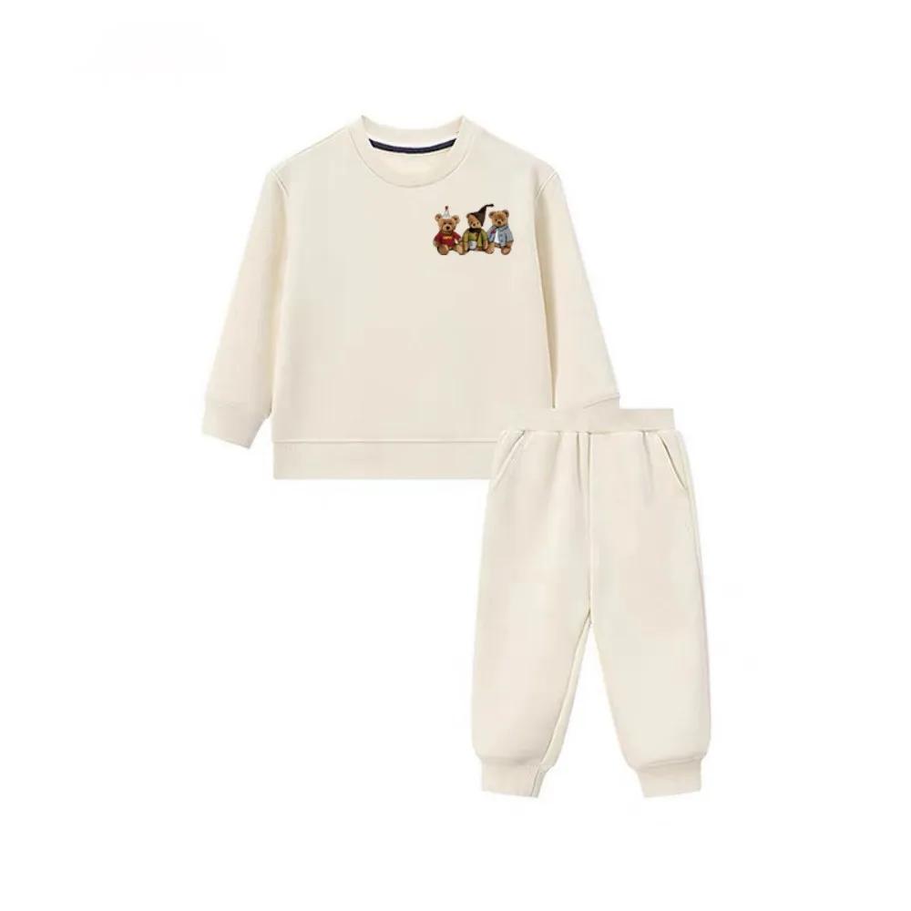 Süßes Babykleidungsset für Kinder Frühling Herbst Verdickt Rundhals Oberteil + Hose Lässige Kleidung für Kleinkinder