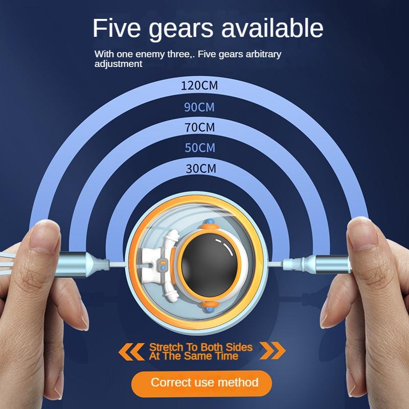 Three in One Retractable USB 100W Cable for Fast Charging and Data Mini USB C- type Suitable for IPhone, Android, Xiaomi, Huawei