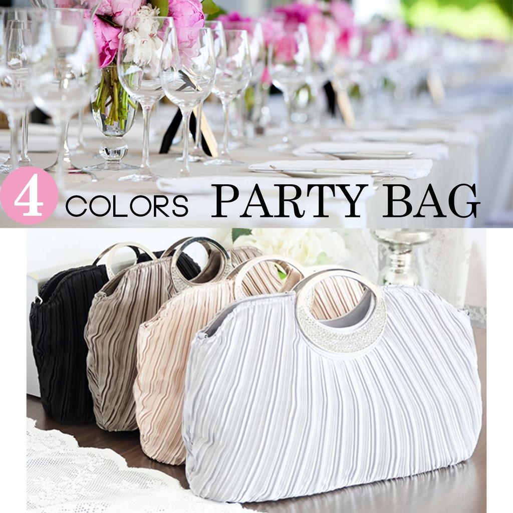 Party Bag Clutch Bag Satin Pleated Processing [REOTTI] Women's