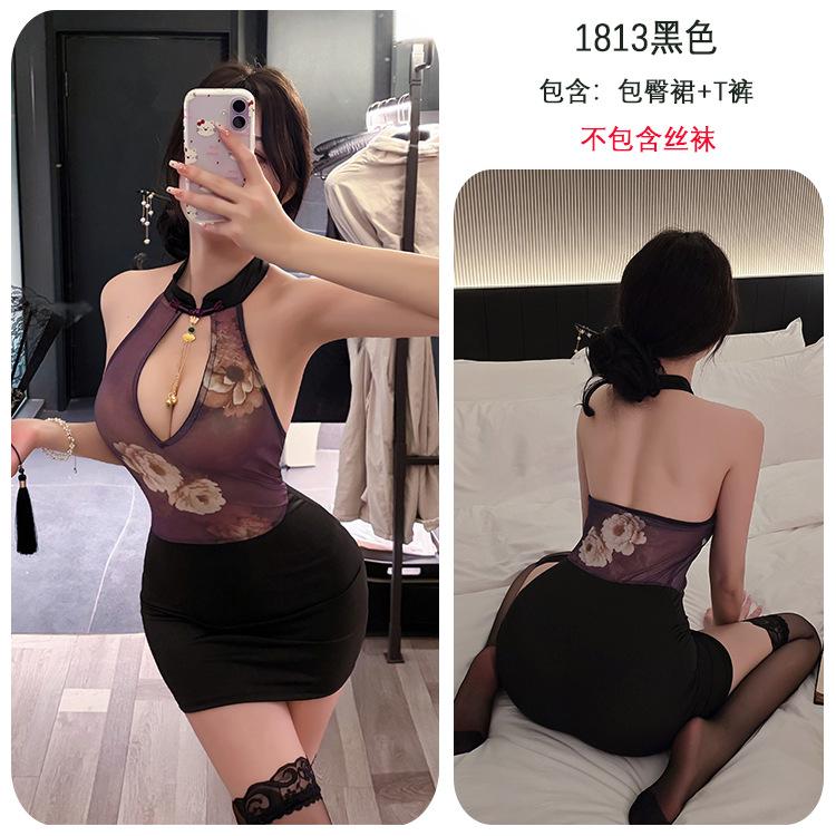 Sex underwear pure desire uniform temptation cheongsam nightclub outfit perspective sexy hip skirt