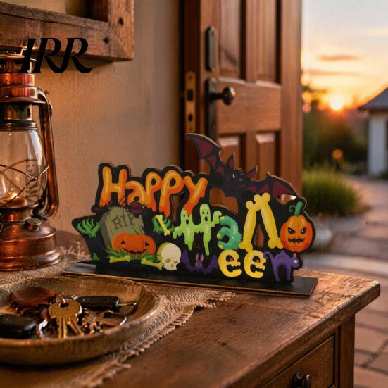 Layered Halloween Wood Crafts Wooden Ornaments for Tabletop Decorations, Stable Base Table Rustic Centerpieces Centerpiece Home Party And Spooky