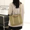 Enkel Canvas Tote Bag Dame Ensfarget Skulderveske Crossbody-veske Studentklasser Bokveske Underarmsveske
