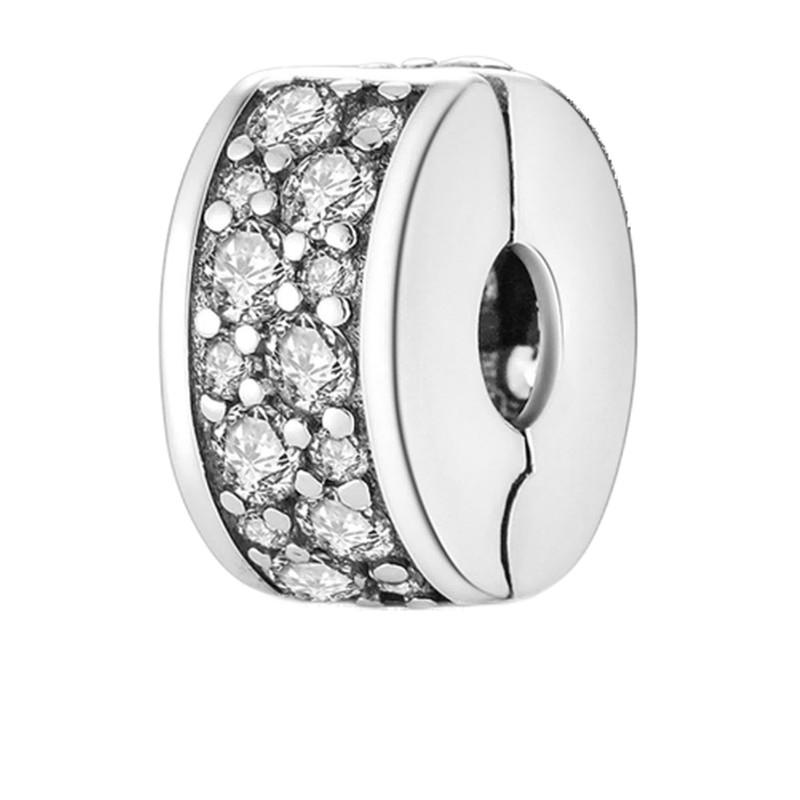 Clipe encantos caber pulseiras originais colorido zircão fivela s925 prata espumante contas redondas diy jóias fazendo acessório