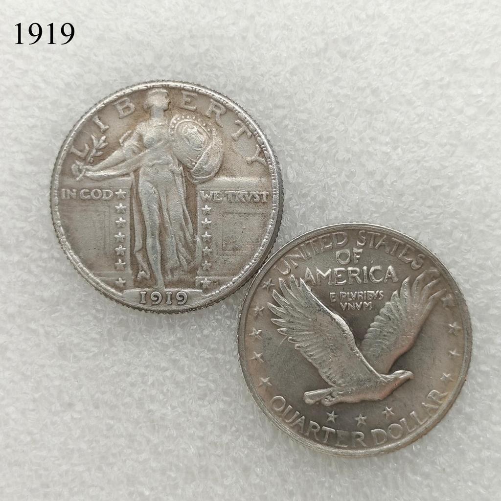 Antique American Liberty 25 Cents Coin, 1916-1930, Optional Brass or Silver Plated