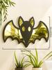 Acrylic Halloween Bat Shape Wall Mirror, Wooden Black Frame Wall Hanging for Living Room Bedroom, Spooky Aesthetic Wall Ornament