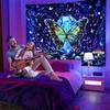 Galoker Blacklight Butterfly Tapestry Fantasy Forest Tree Tapestry UV Reactive Plant Floral Wall Tapestries Neon Tree of Life Tapestries Wall Hanging