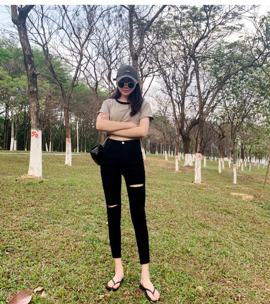 2024 Summer Black High Waist Ripped Skinny Jeans for Women