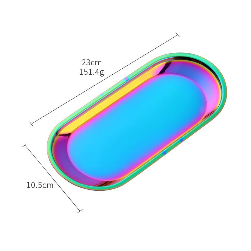 Stainless steel square steel plate, hotel restaurant, Dim sum plate, jewelry plate, ellipse, multi-purpose storage plate, towel plate