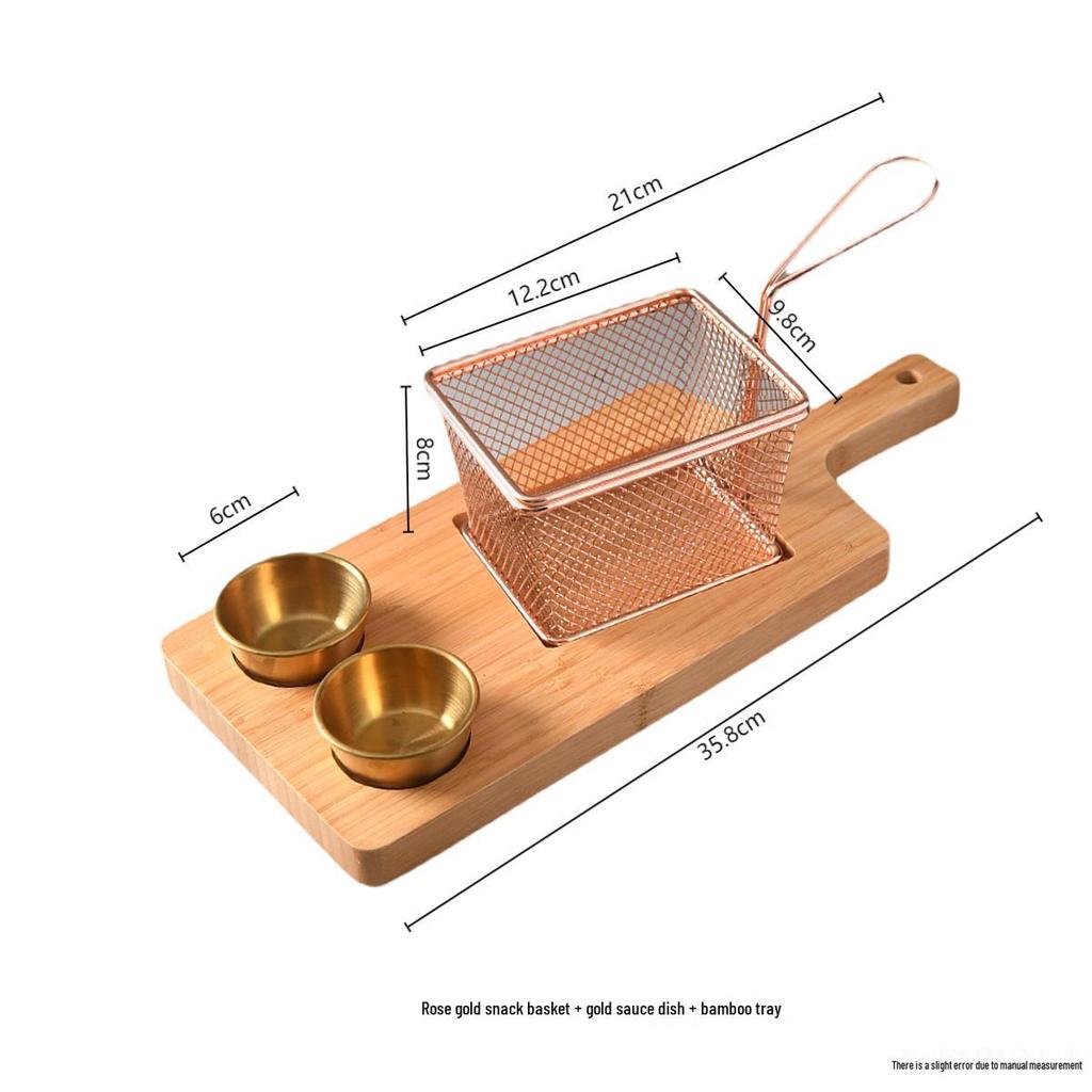 Stainless Steel Blue Fried Snack & Dipping Sauce Dish Set - Artistic Concept for Restaurants and Clubs