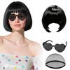 3Pcs Halloween Cosplay Wig Set Colorful Short Bangs Y2K Role-playing Short Hair Wig  Halloween