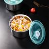 Stainless Steel Food Storage Bowl with Sealed Lid Airtight Multifunctional Portable Round Steamed Egg Meal Container Kitchen Supplies