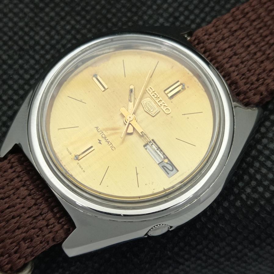 USED JAPAN SEIKO 5 AUTOMATIC 7009A MENS OLD ORIGINAL DIAL WATCH a416126-2 R10621f-a416126