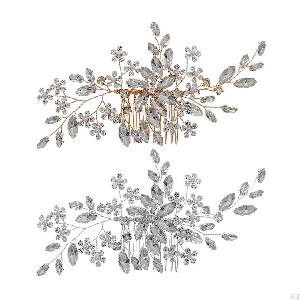 Crystal Rhinestone Bridal Hair Comb Handmade Sparkly Decorative Bridesmaids Girls Women Clip,