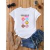 Women's Funny "Check Out My Six Pack" Donut Print Loose Casual Summer T-Shirt