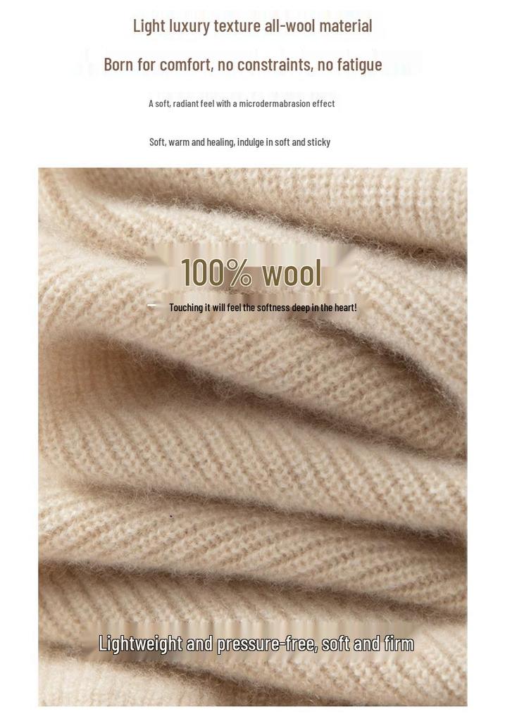 Women's 100% Wool Hooded Sweater - New Autumn/Winter Cashmere Knit Base Layer Hoodie