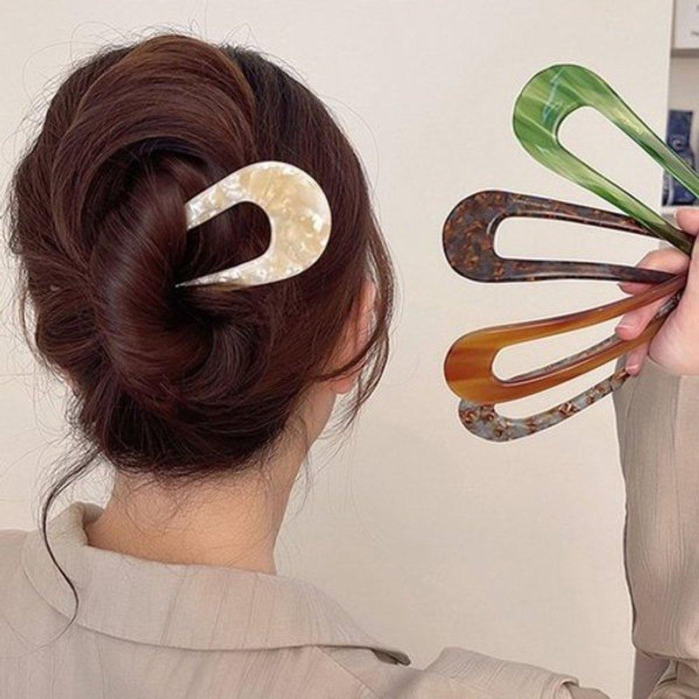 

Marbled Hairpin French Marbled U-Shaped Hairpin 1P High-Quality Daily Hairpin Mint