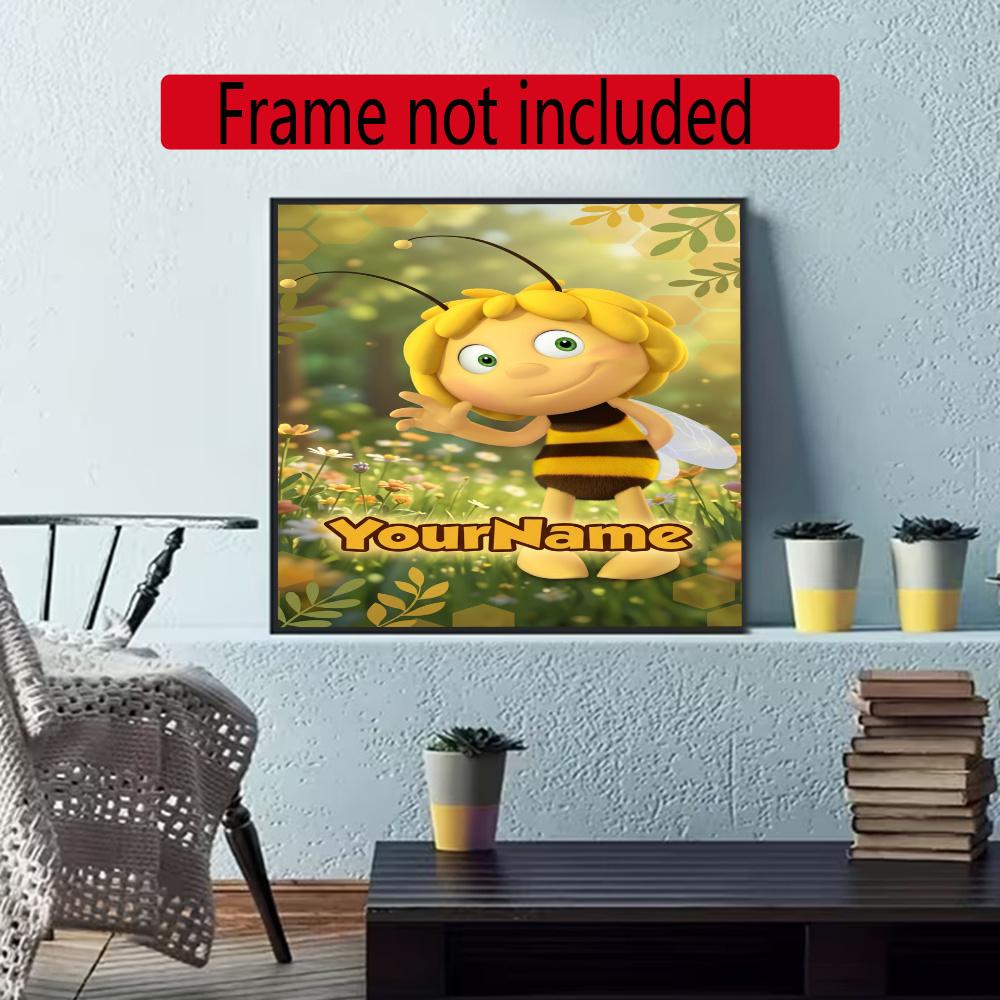 Biene Maja Customize Your Name Diamond Painting Round Diamond Diy Frameless Holiday Artwork Suitable For Home Office Wall Decoration