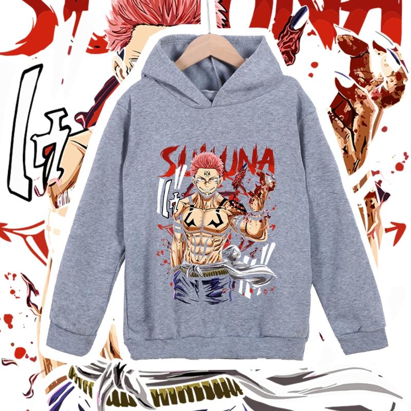 Anime Kids Cotton Tshirt Jujutsu Kaisen Sukuna Print Unisex Boys Girls Hoodie Sweatshirt for Children