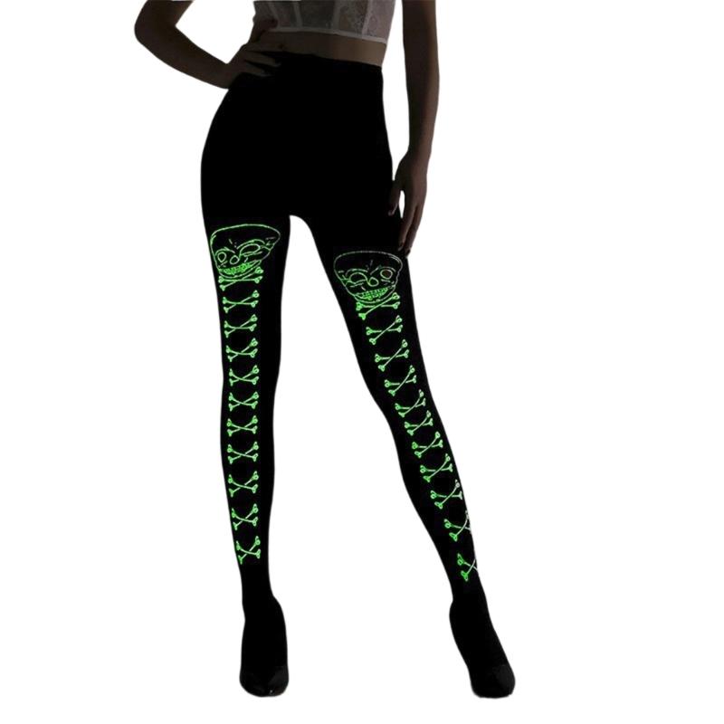 Fashion Glow In The Dark Hosiery With Elastic Waistband Halloween Pantyhose Perfect For Evening Event And Daily Use