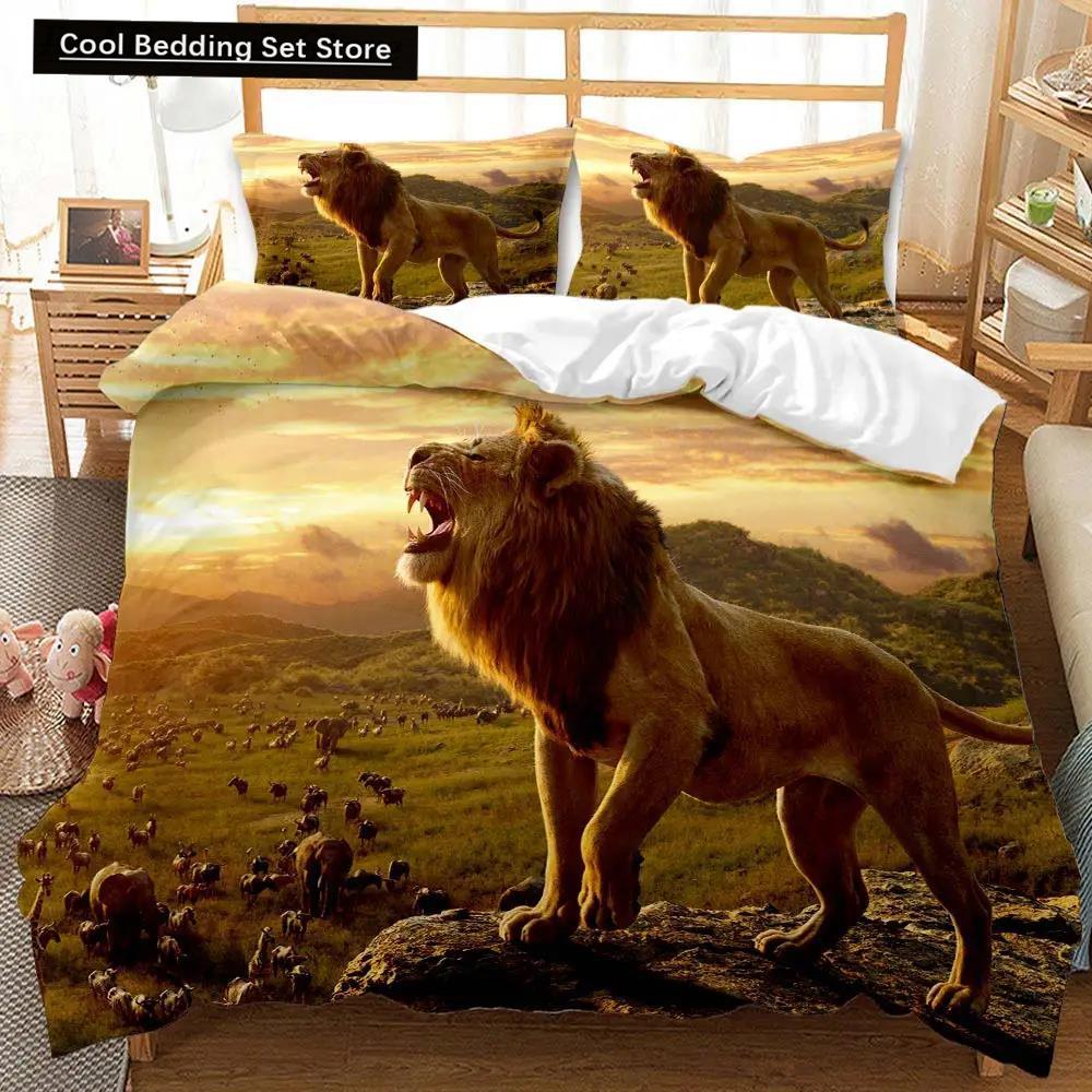 Zestaw poszwy na kołdrę Tiger Twin dla chłopców mężczyzn z nadrukiem dzikich zwierząt zestaw pościeli zwierzęcy poliestrowy pokrowiec na kołdrę podwójny queen king size