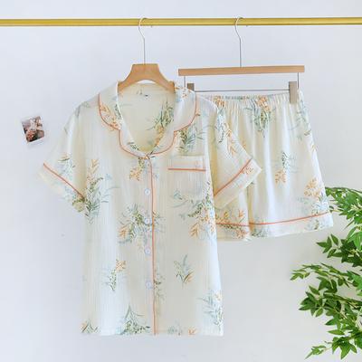 Summer New Women's Pajama Set 100% Cotton Short Sleeved Shorts Two Piece Set Thin Breathable Home Furnishing Set