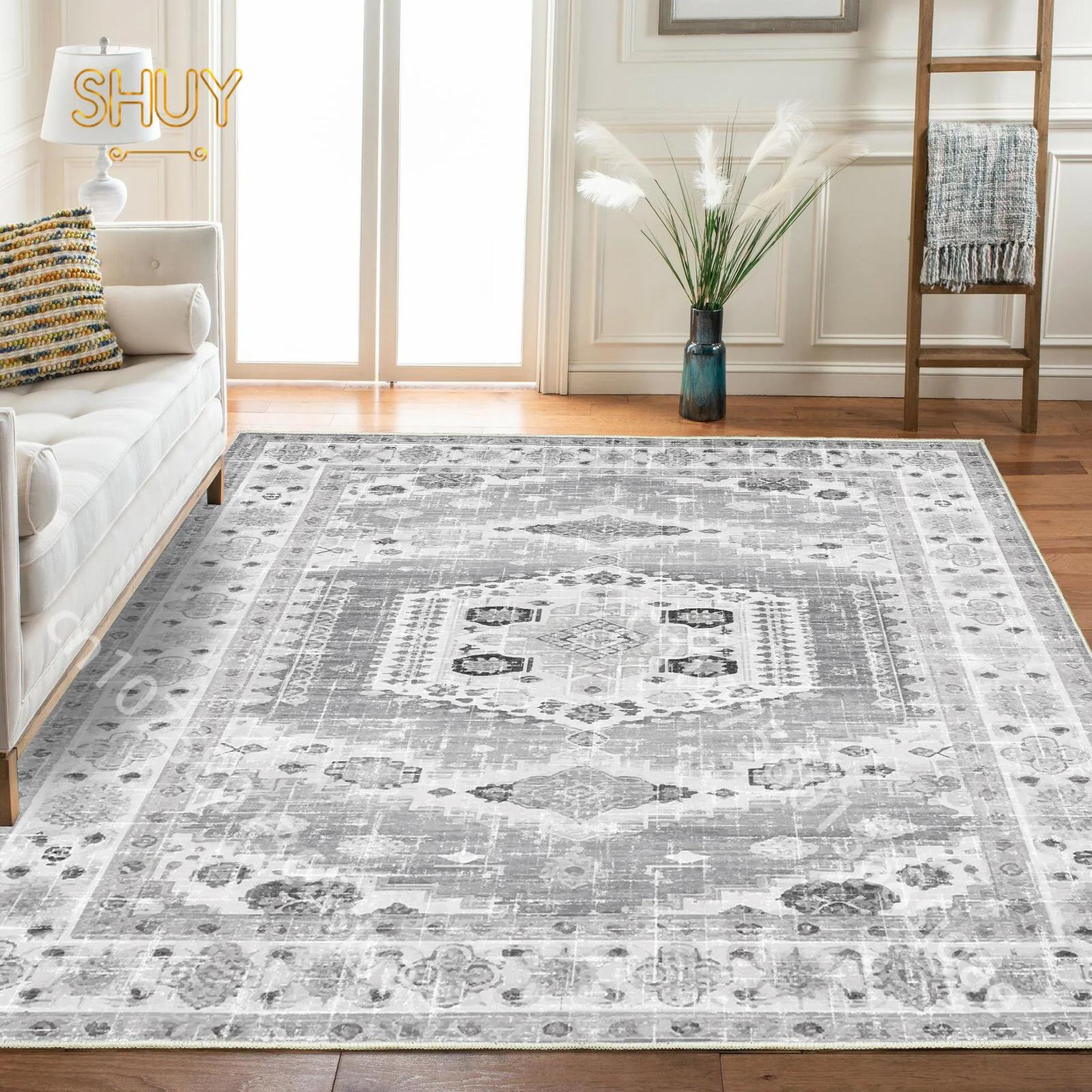 

Ковер в европейском стиле в стиле ретро для гостиной, большой площади, роскошный ковер, украшение для дома, эстетичный декор для стола, дивана, нескользящие моющиеся коврики 30x50cm-12x20in