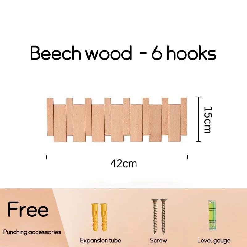 Wall Mounted Black Walnut Coat Rack for Hanging Clothes Hat Key Bags Holder Home Decor Entrance Hallway Furniture