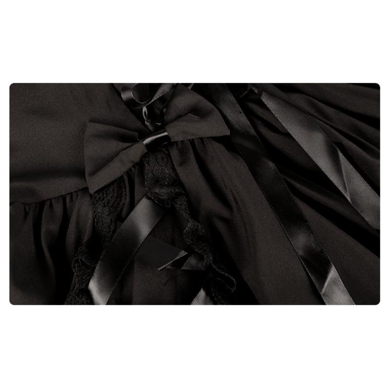 Kostium Cosplay na Halloween Koronkowy Kołnierz Damska Klasyczna Czarna Warstwowa Koronkowa Sukienka Goth Lolita Sznurowana