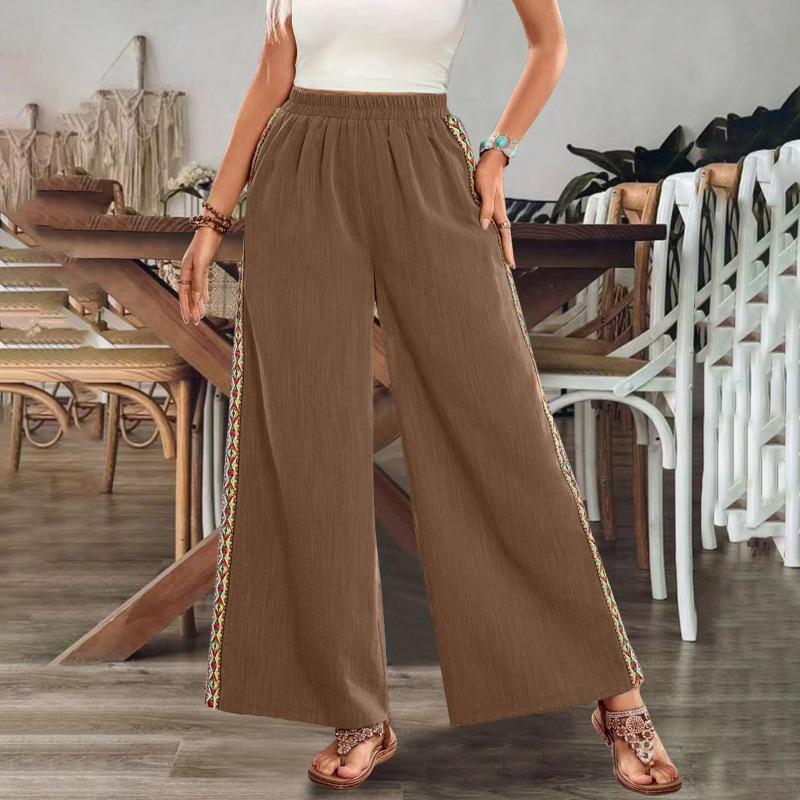 QICED Women's Fashion Casual Solid Color Print Pants & Capris