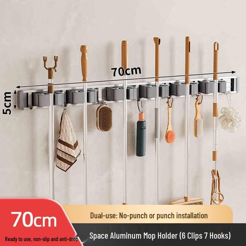 LIEI No-Drill Suction Cup Mop & Broom Holder